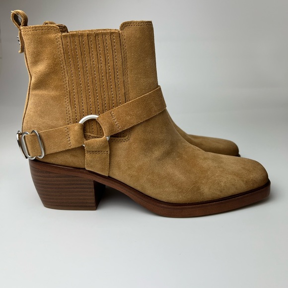 SAM EDELMAN Bellamie Suede Riding Heel Biker Boots Size 9 - Picture 8 of 16